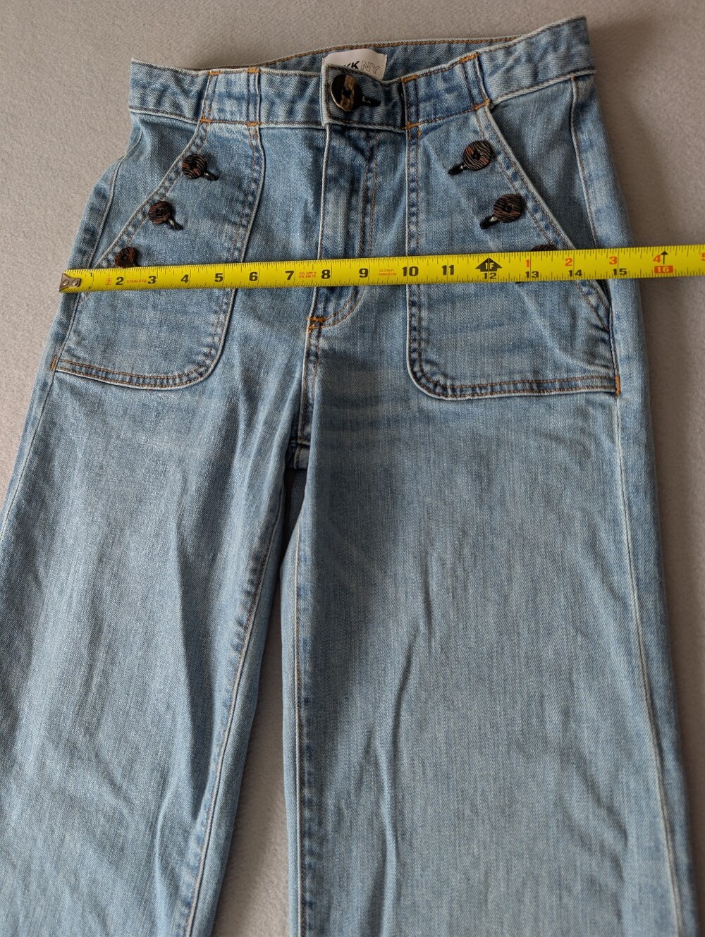 ASKK NY Brickhouse Wide Leg High Waist Button Accent Denim Trouser Jeans Sz 25 image 10